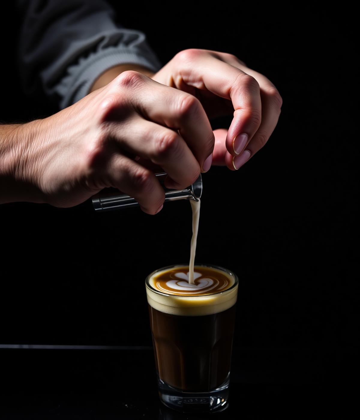 Barista pouring espresso
