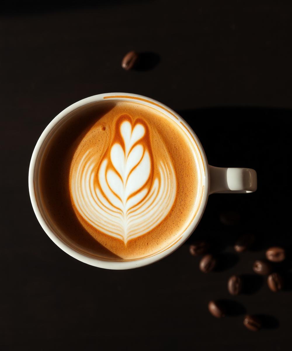 Latte with rosetta art